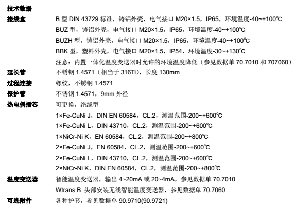 螺旋式熱電偶b型端子箱901020型技術(shù)規格